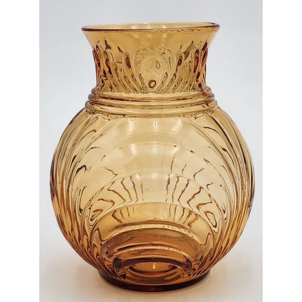 Elegant CAMBRIDGE Glass Amber CAPRICE Ball Vase